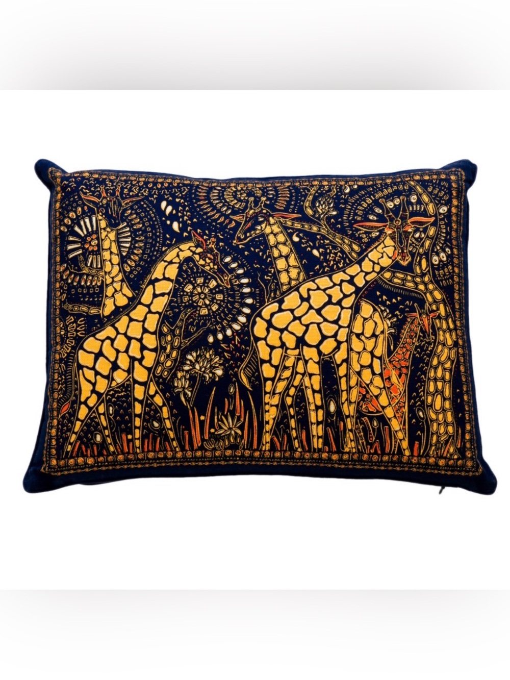 Dior Navy & Yellow Giraffe Accent Pillow with a Pop of Orange Like New - Picture 14 of 14